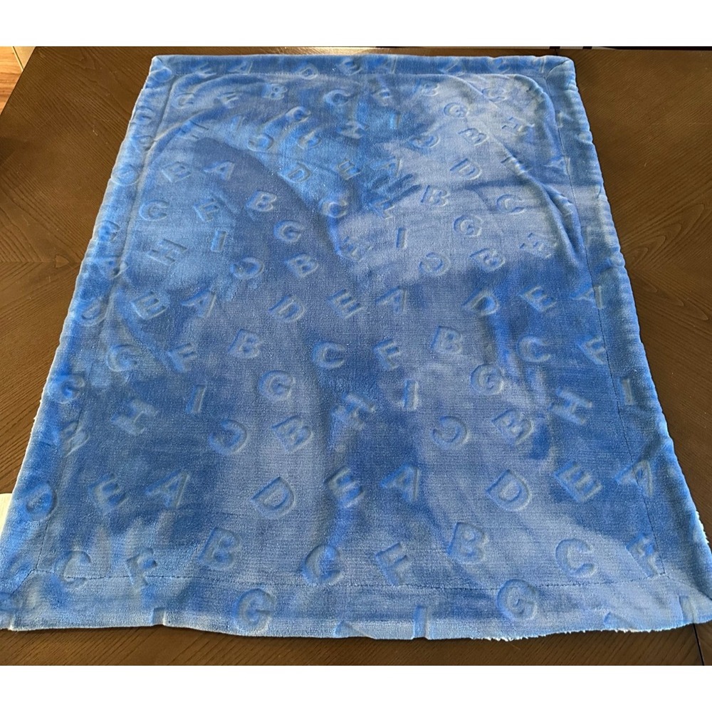 SL Home Fashions Blue‎ Baby Blanket Minky Letters ABC Textured Plush 38'' x 30''